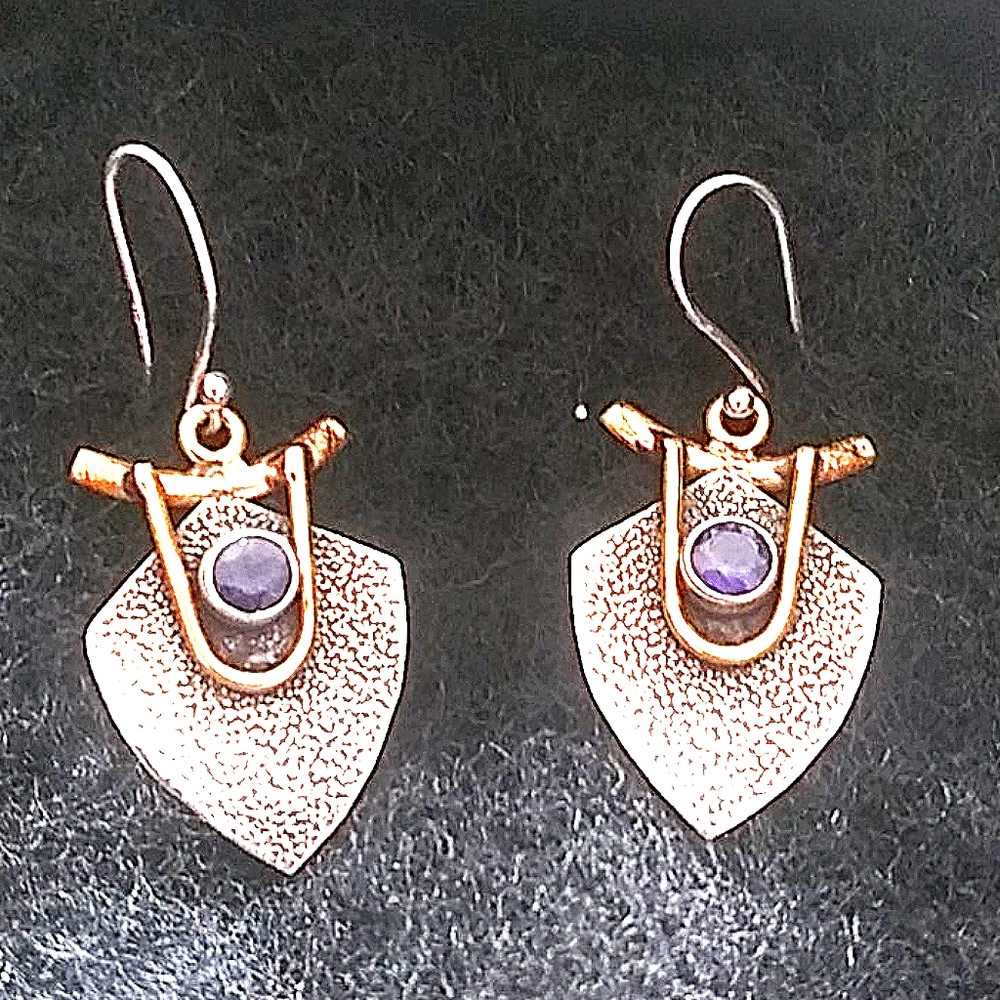 Vintage 925 Sterling Silver Amethyst earrings.